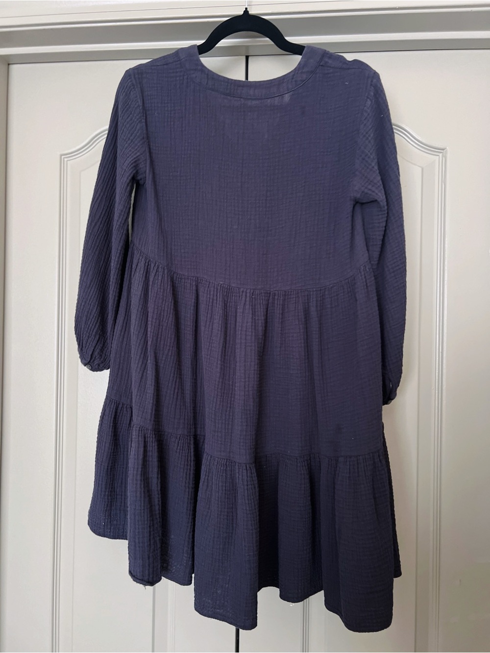 Madewell Navy Babydoll Cotton Double Gauze Tiered Mini Dress - Picture 5 of 7